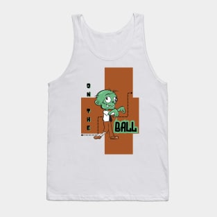 On The Ball Zombie Office Man Halloween Theme Tank Top